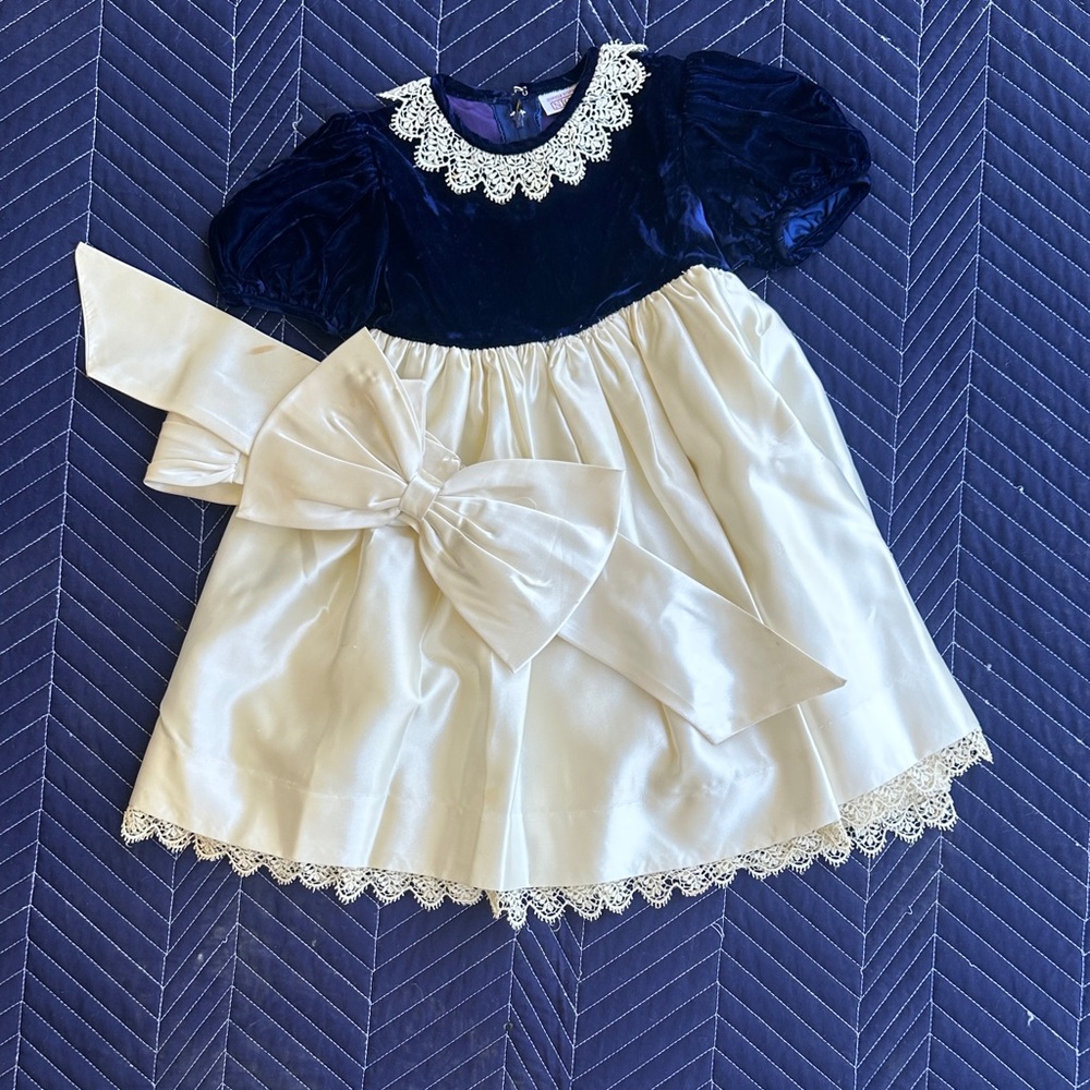 Nicole Navy and Cream Formal Kids Dress